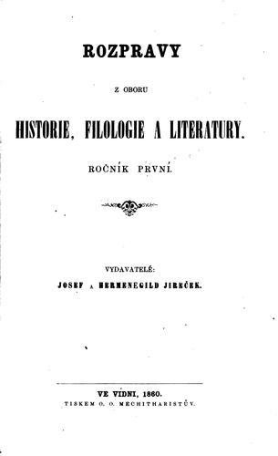 Cover for Rozpravy z oboru historie, filologie a literatury