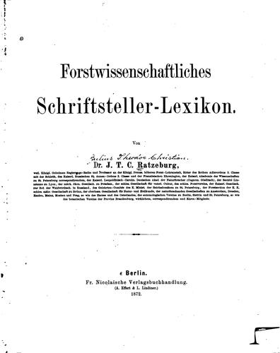 Cover for Forstwissenschaftliches Schriftsteller-Lexikon