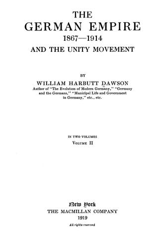 Cover for The German empire, 1867-1914, and the unity movement