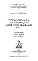 Cover for Introduction à la langue française suivie d'une grammaire, (1531)