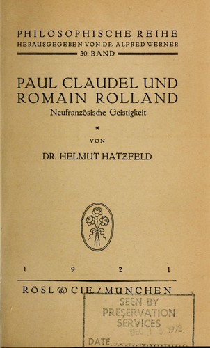 Cover for Paul Claudel und Romain Rolland