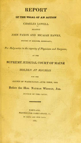 Cover for Report of the trial of an action