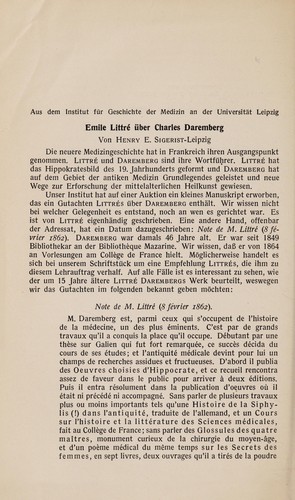 Cover for Emile Littré über Charles Daremberg
