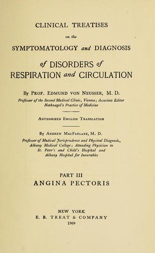Cover for Clinical treatises on the symptomatology and diagnosis of disorders of respiration and circulation