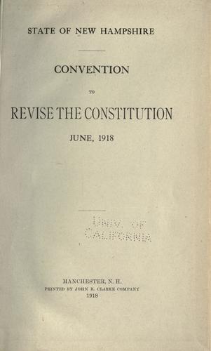 Cover for Convention to revise the Constitution, June, 1918.