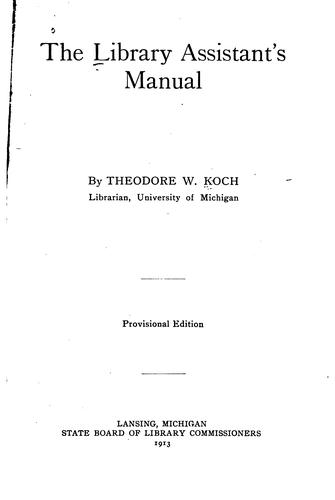 Cover for The library assistant's manual