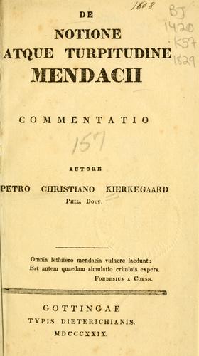 Cover for De notione atque turpitudine mendacii