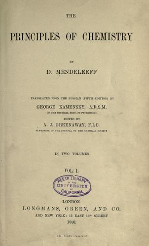 Cover for The principles of chemistry