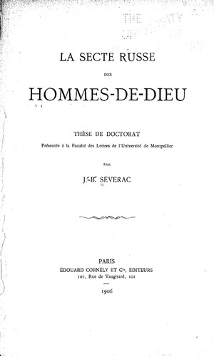 Cover for La secte russe des Hommes-de-Dieu