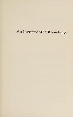 Cover for An investment in knowledge