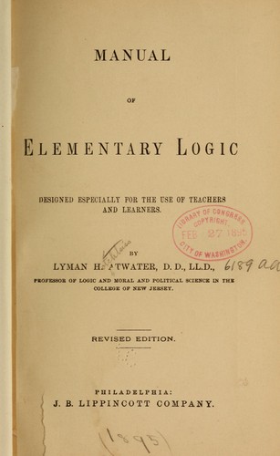 Cover for Manual of elementary logic ...