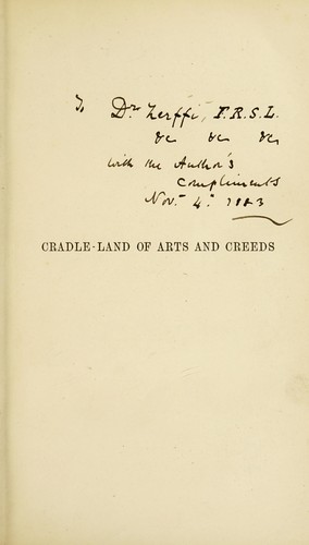 Cover for Cradle-land of arts and creeds, or, Nothing new under the sun