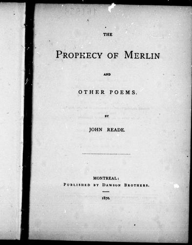 Cover for The prophecy of Merlin and other poems