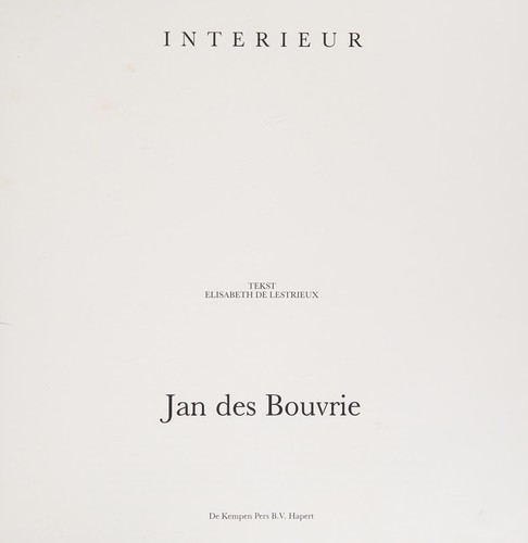 Cover for Interieur, Jan des Bouvrie