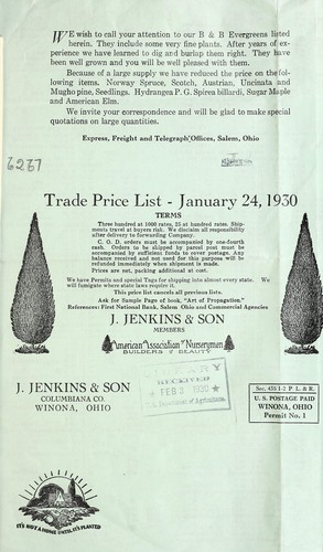 Cover for Trade price list