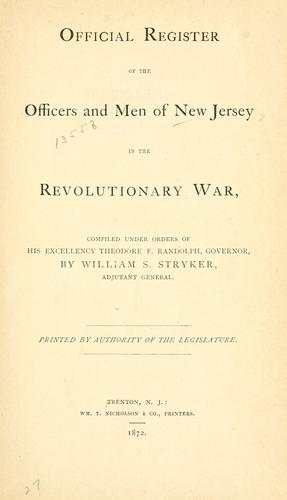 Cover for Official register of the officers and men of New Jersey in the revolutionary war