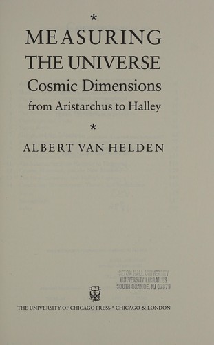 Cover for Measuring the universe