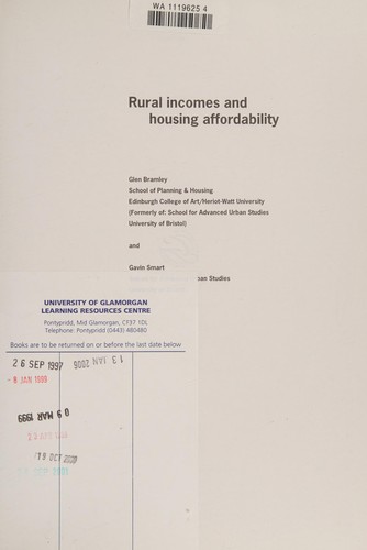 Cover for Rural Incomes and Housing Affordability (Rural Research S.)