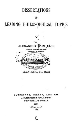Cover for Dissertations on leading philosophical topics