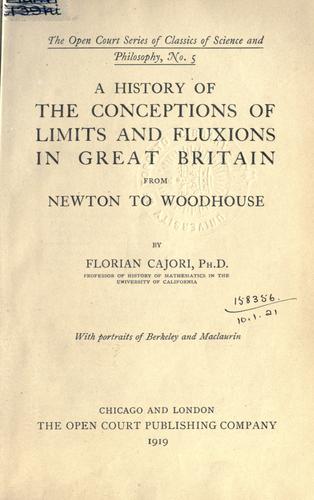 Cover for A history of the conceptions of limits and fluxions in Great Britain, from Newton to Woodhouse.