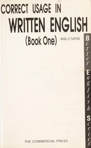 Cover for Correct usage in written English