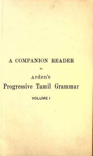 Cover for A companion reader to Arden's progressive tamil grammar