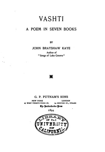 Cover for Vashti: A Poem in Seven Books