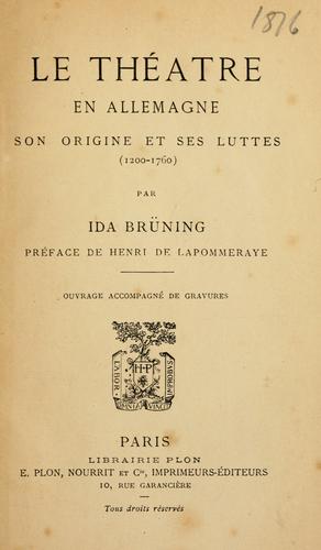 Cover for Le th©©Øtre en Allemagne, son origine et se ses luttes, 1200-1760.