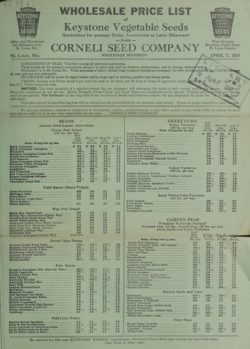 Cover for Wholesale price list of Keystone vegetable seeds