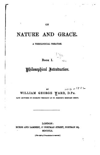 Cover for On Nature and Grace: A Theological Treatise, Book I, Philosophical Introduction
