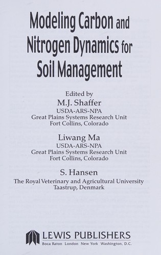 Cover for Modeling carbon and nitrogen dynamics for soil management