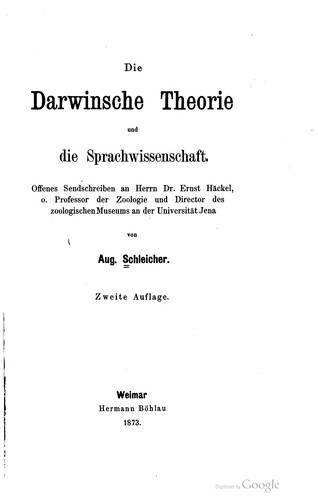 Cover for Die Darwinsche theorie und die sprachwissenschaft.