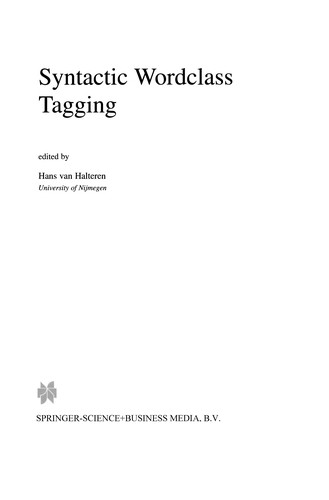 Cover for Syntactic Wordclass Tagging