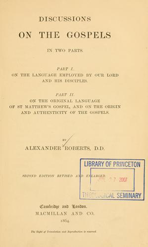 Cover for Discussions on the Gospels in two parts