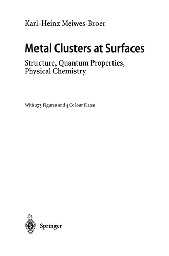 Cover for Metal Clusters at Surfaces