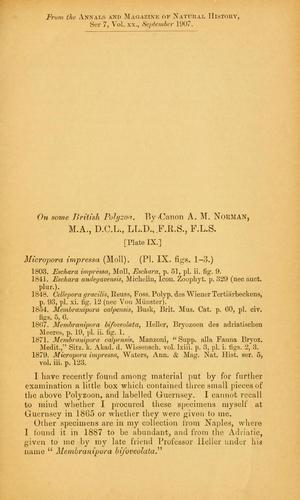 Cover for On some British Polyzoa
