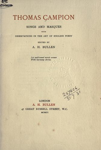 Cover for Songs and masques, with Observations in the art of English poesy