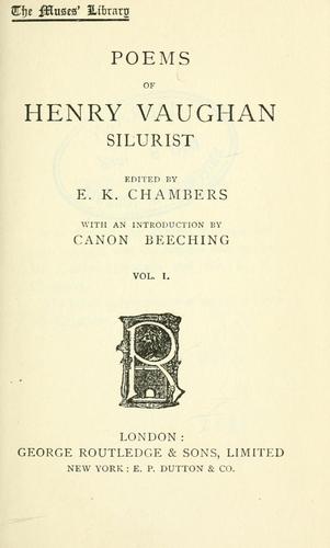 Cover for Poems of Henry Vaughan, Silurist