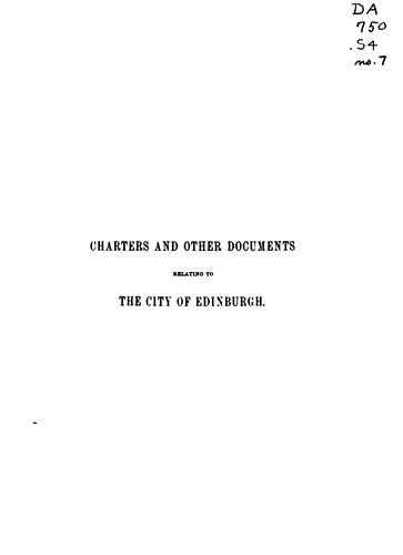 Cover for Charters and other documents relating to the city of Edinburgh. 1143-1540.