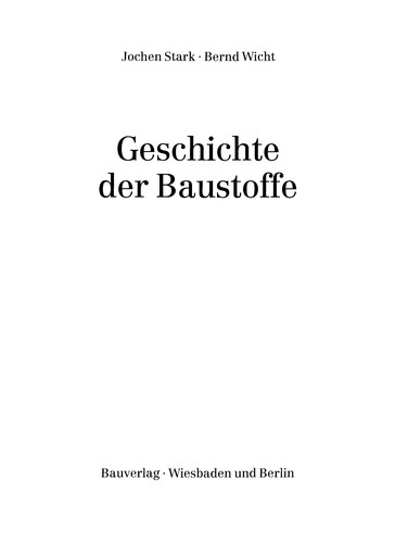 Cover for Geschichte der Baustoffe