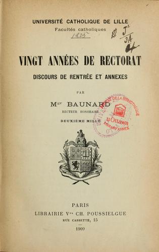 Cover for Vingt années de rectorat