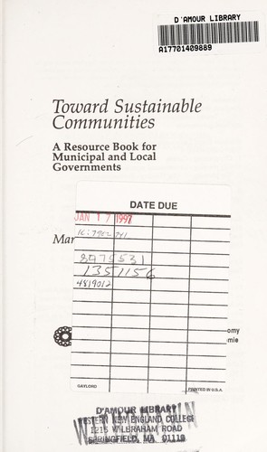 Cover for Toward Sustainable Communities