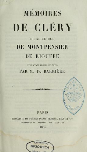 Cover for Mémoires de Cléry