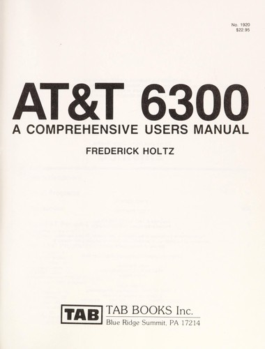 Cover for AT&T 6300--a comprehensive user's manual