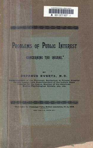 Cover for Problems of public interest concerning the insane