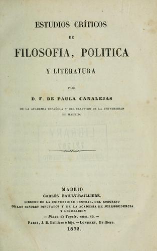 Cover for Estudios críticos de filosofia, politica y literatura