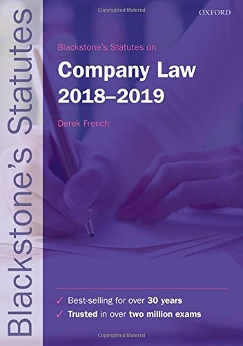Cover for Blackstone's Statutes on Company Law 2018-2019