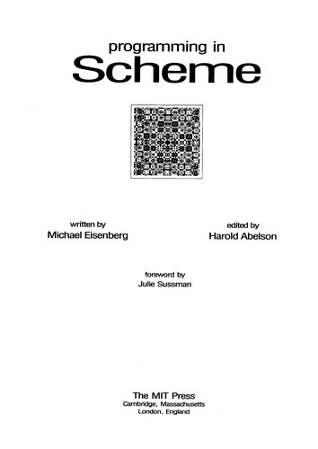 Cover for Programming in Scheme