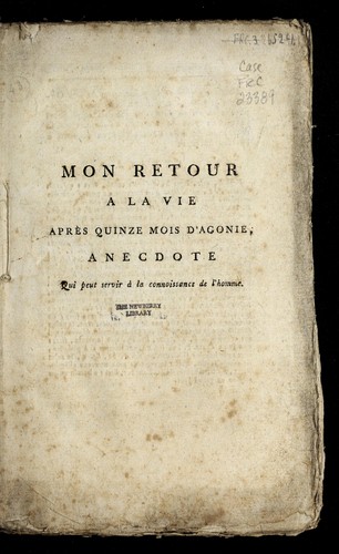 Cover for Mon retour a la vie apre  s quinze mois d'agonie