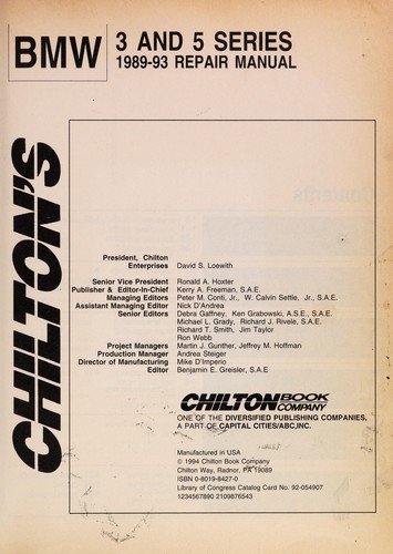 Cover for Chilton's BMW 3 and 5 series
